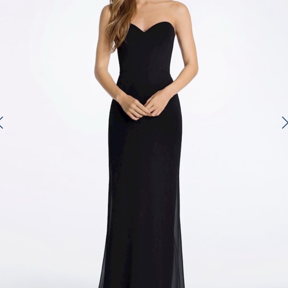 Hayley Paige Occasions Black Strapless Dress for Wedding or Bridesmaid
